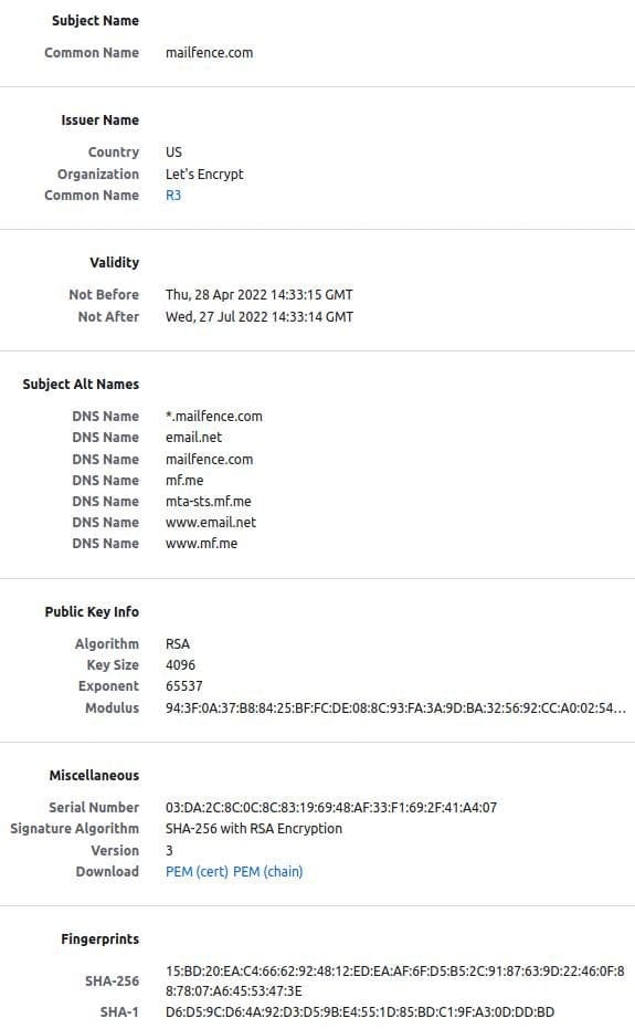 mailfence-SSL-certificate