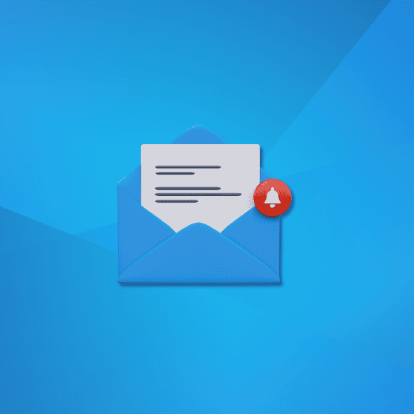 Email illustration with a notification icon