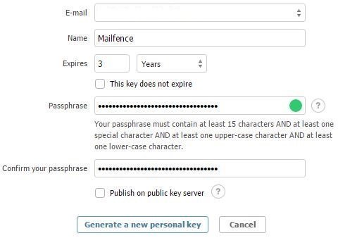 keystore OpenPGP Mailfence