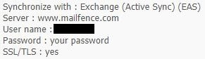 Mailfence_Exchange_settings