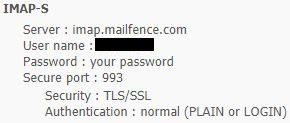 Configuración de IMAP de Mailfence