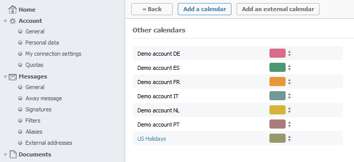Calendario Mailfence: Añadir calendarios Calendario Mailfence - Añadir calendario