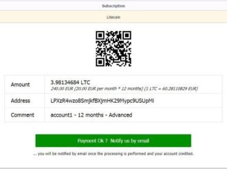 Interface de souscription pour les paiements en Litecoin