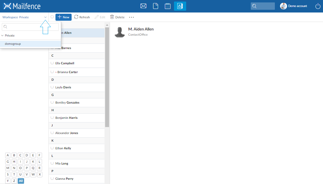 Mailfence contacts a free online contact management software to backup and share your contacts