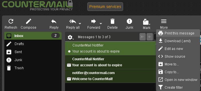 Countermail export