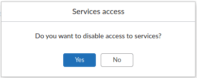 Serviços de acesso, deseja desabilitar esses serviços? 