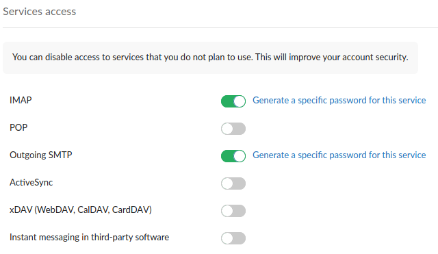 serviços conta Mailfence