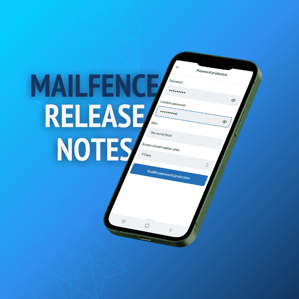 Phone screenshot of mailfence private and secure email service