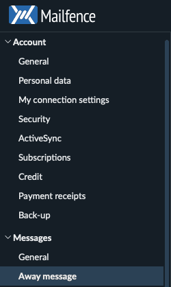 Mensaje "fuera de la oficina" - Configuración paso 2