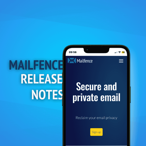 Phone screenshot of Mailfence secure and private email service