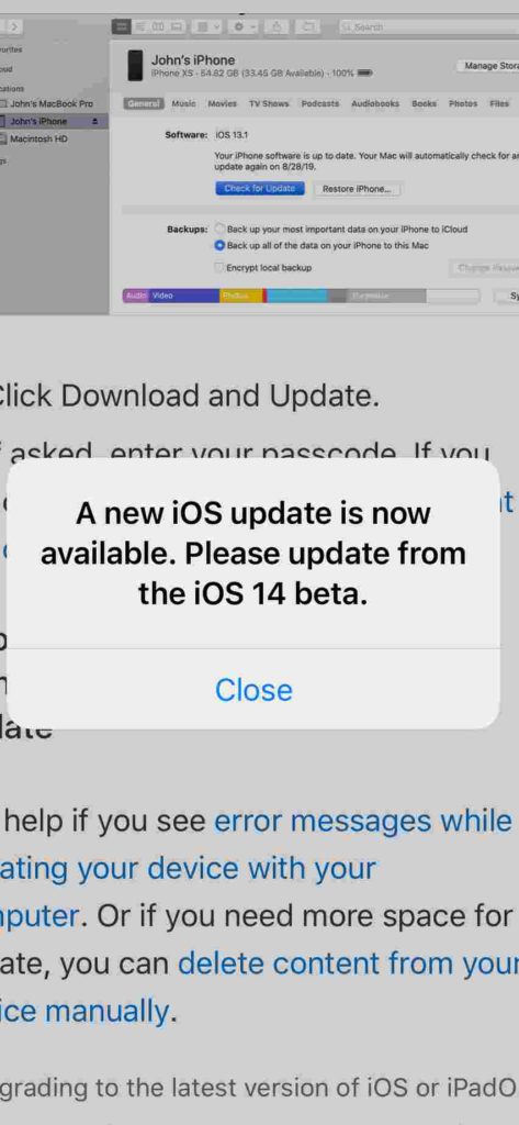 Apple update notification