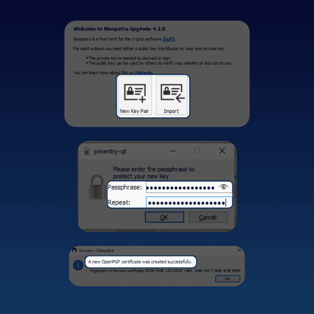 Criando um par de chaves OpenPGP