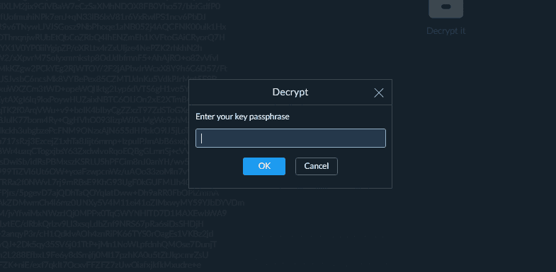 Using our passphrase to decrypt a file