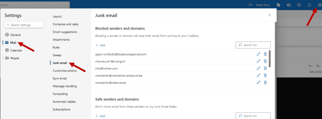 Bloqueo manual de correos electrónicos en Outlook
