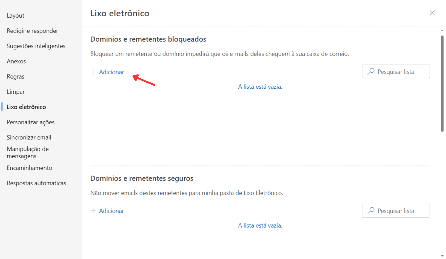 Insira aqui o endereço de e-mail que deseja bloquear.