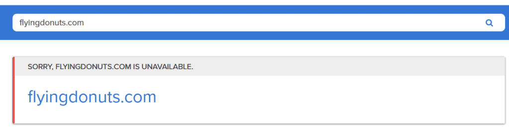 Example on an unavailable domain name