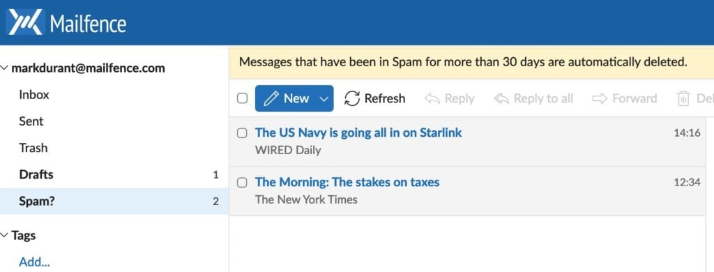 My NYT email has ended up in the Spam folder