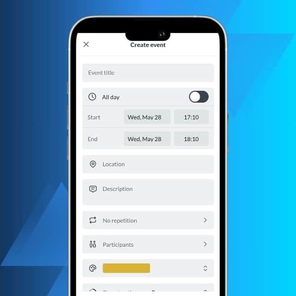 "Create event" window in the Mailfence calendar app