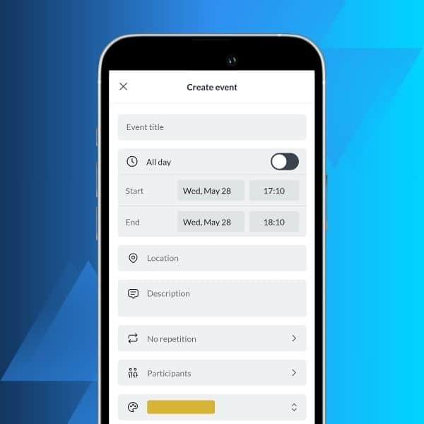 "Create event" window in the Mailfence calendar app