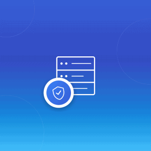Secure server infrastructure with verification shield icon representing secure email hosting