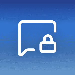 Featured image for email encryption for small business showing chat icon with lock symbol on wave-patterned gradient background.