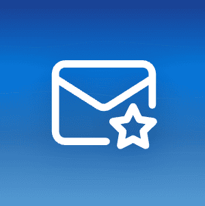 Illustration of a mail envelope icon with a star on a blue gradient background, symbolizing the best free email provider comparison.