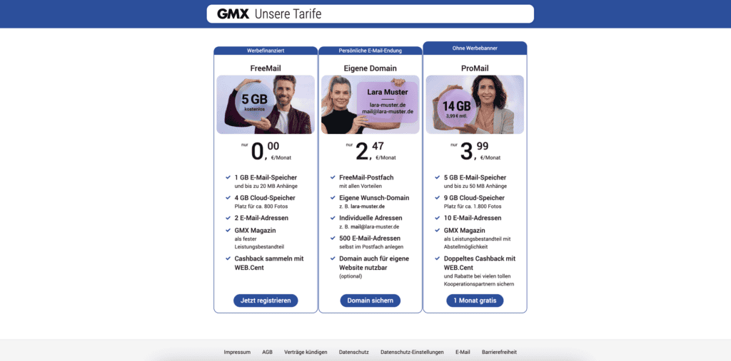GMX Mail sign-up page for creating a free email account