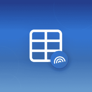 Illustration of a table icon with a small rainbow badge on a blue gradient background with wave patterns, symbolizing a rainbow table attack.