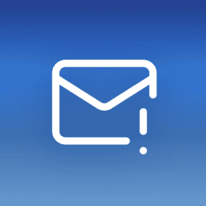 Illustration of an envelope with a warning exclamation mark on a blue gradient background with wave patterns and decorative circles, symbolising Gmail delivery issues.