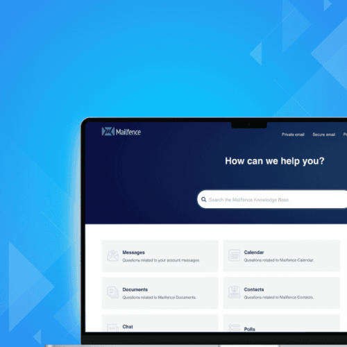 Laptop screenshot of Mailfence Knowledge Base