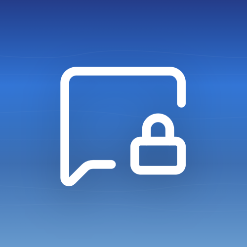 Featured image for email encryption for small business showing chat icon with lock symbol on wave-patterned gradient background.