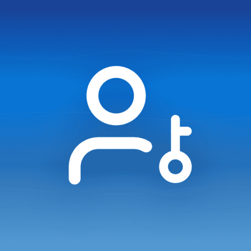 Illustration of user key icon on a blue gradient background