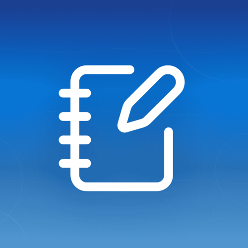 Notebook-pen icon on blue gradient background representing Mailfence as white-label email provider