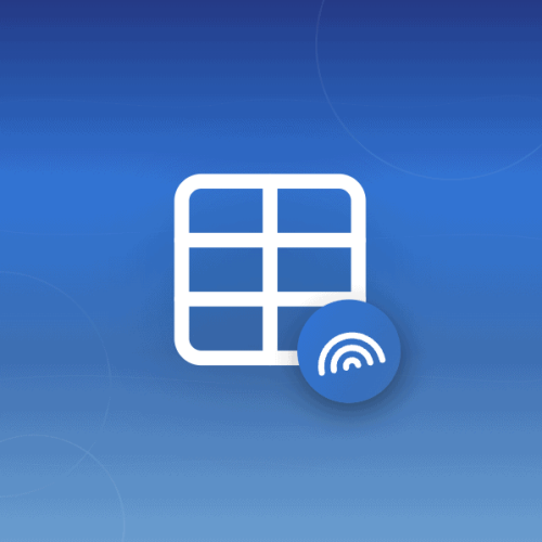 Illustration of a table icon with a small rainbow badge on a blue gradient background with wave patterns, symbolizing a rainbow table attack.